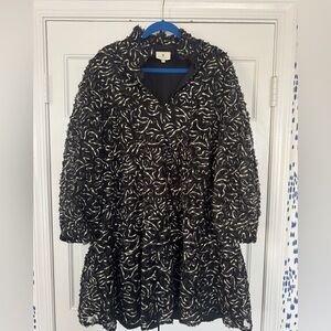 Tuckernuck Black Crepe Dress with Gold Textured Swirl Detail
